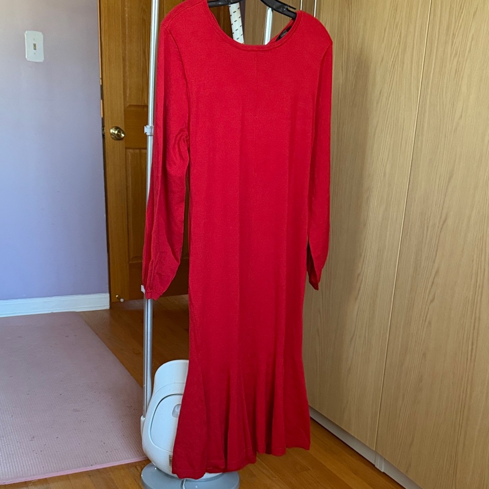 J. Crew Vibrant Red Long Sleeve Merino Wool Dress